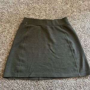 Ibex Pull On Skirt Zque Merino Wool Womens Sz Medium USA Made Active Olive Green